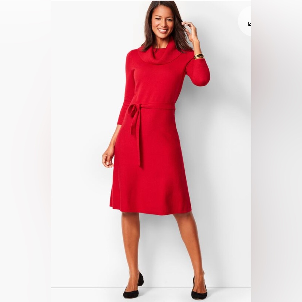 Talbots TWEED COWLNECK FIT & FLARE DRESS SWEATER SIZE L